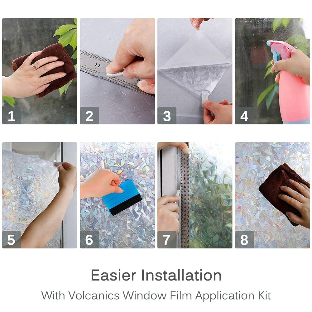 Window Film Privacy Static Cling Rainbow Effect Heat Control 17.5×78.7 Inches