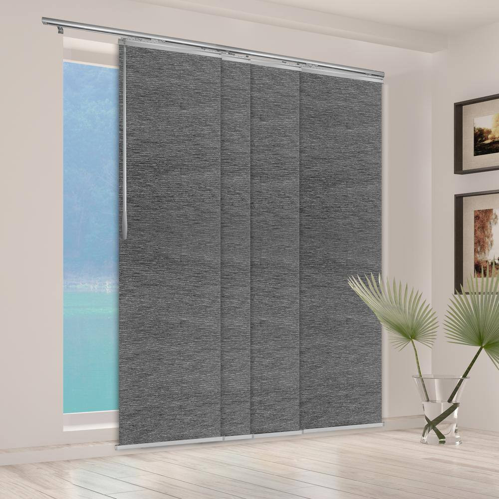 Granite Gray 48 In. – 88 In. W X 94 In. L Adjustable 4- Panel White Single Rail