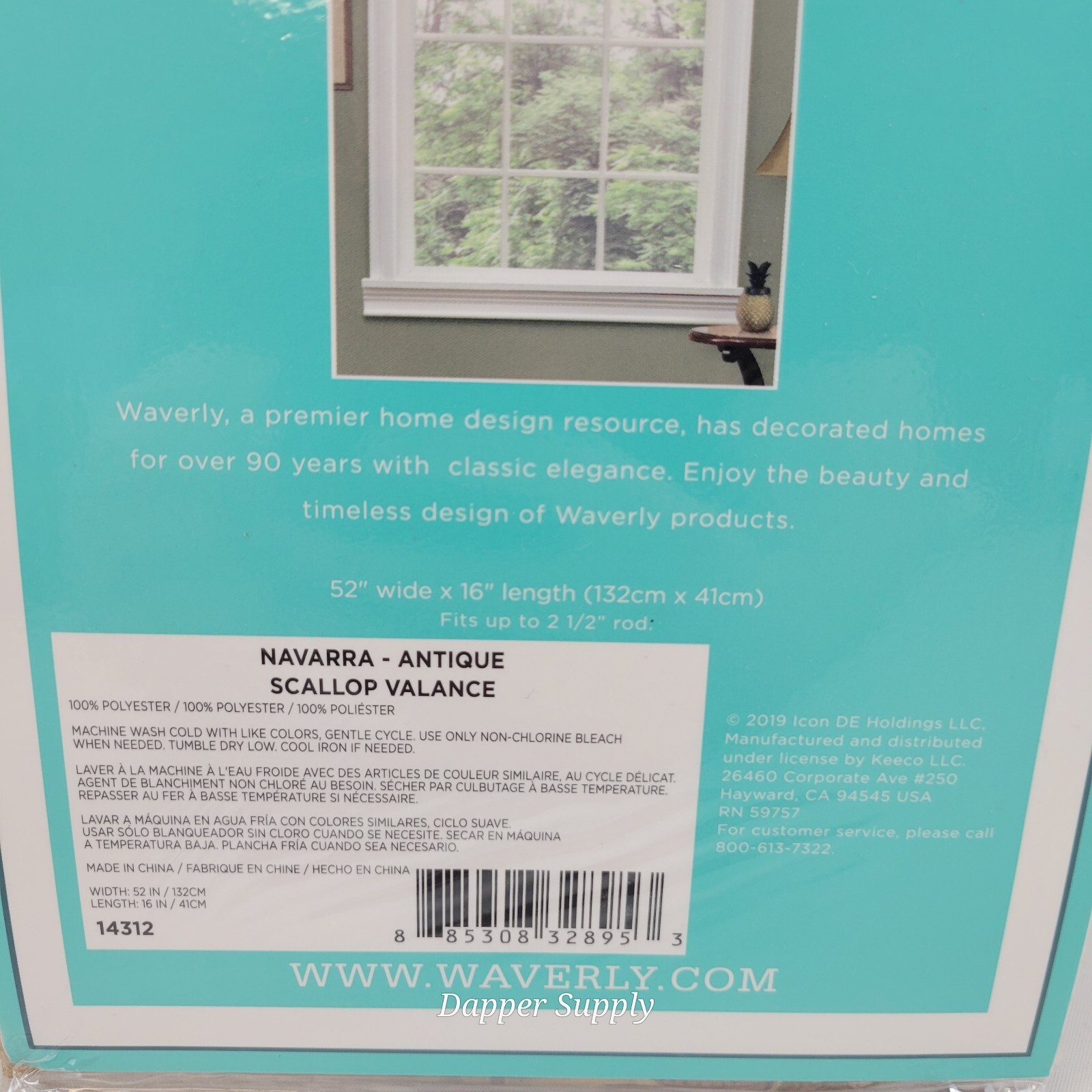 WAVERLY Navarra Antique Scallop Valance Rod Pocket Window Curtain Floral 52”x16”