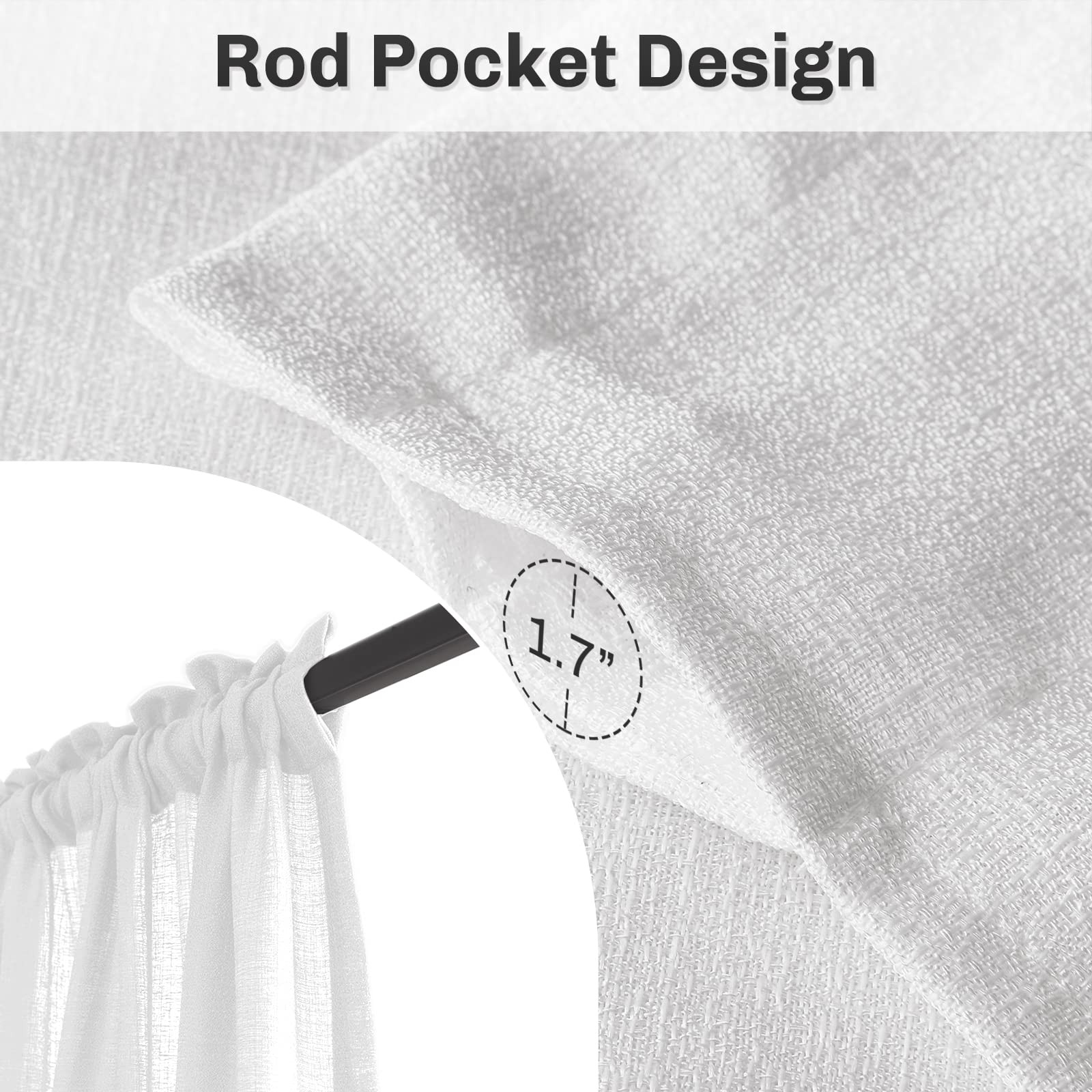 Melodieux White Semi Sheer Curtain Valance for Kitchen Cafe Small Windows Lin…