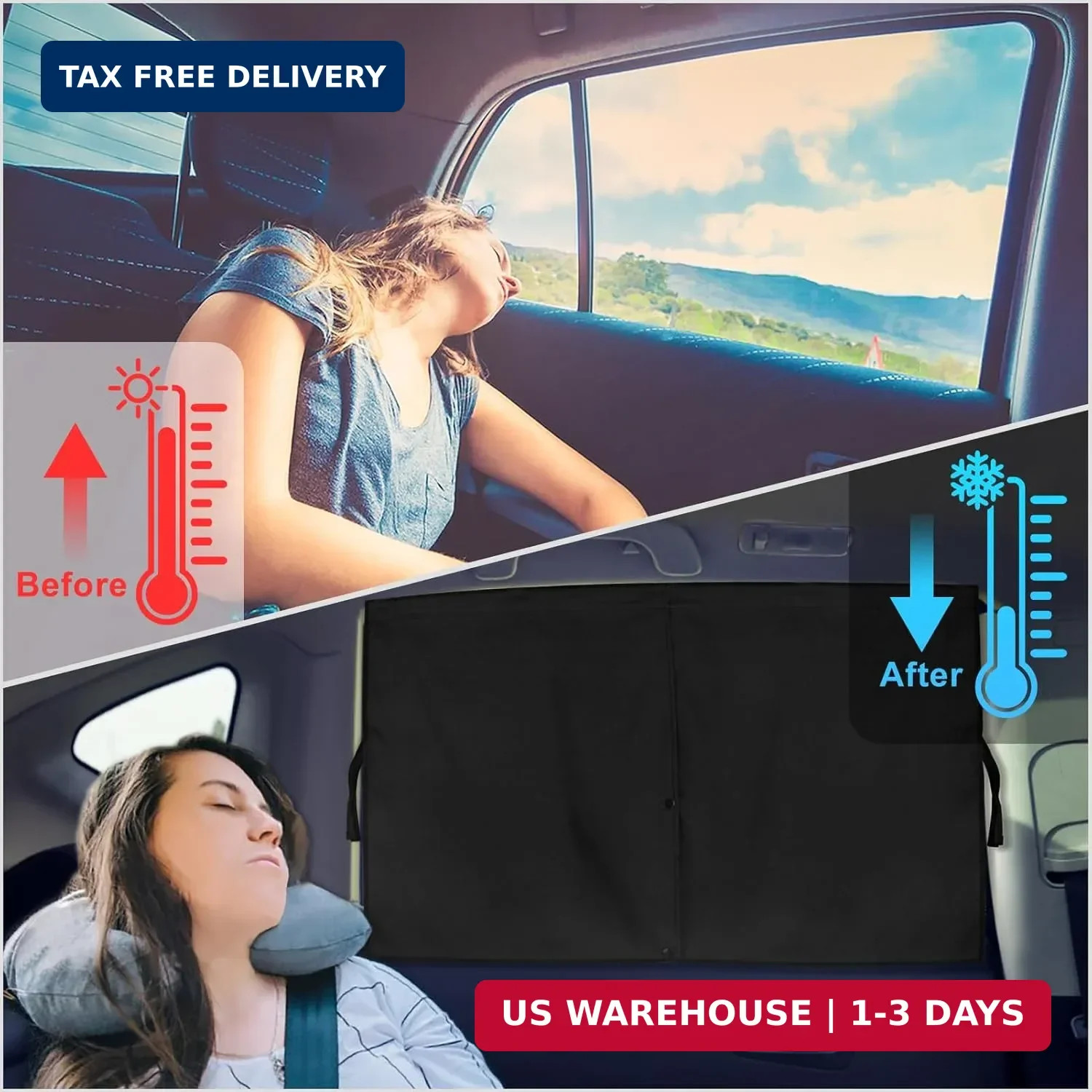 Car Window Shades, 2 PCS Magnetic Double Layer Auto Sun Shade for Side Windows P