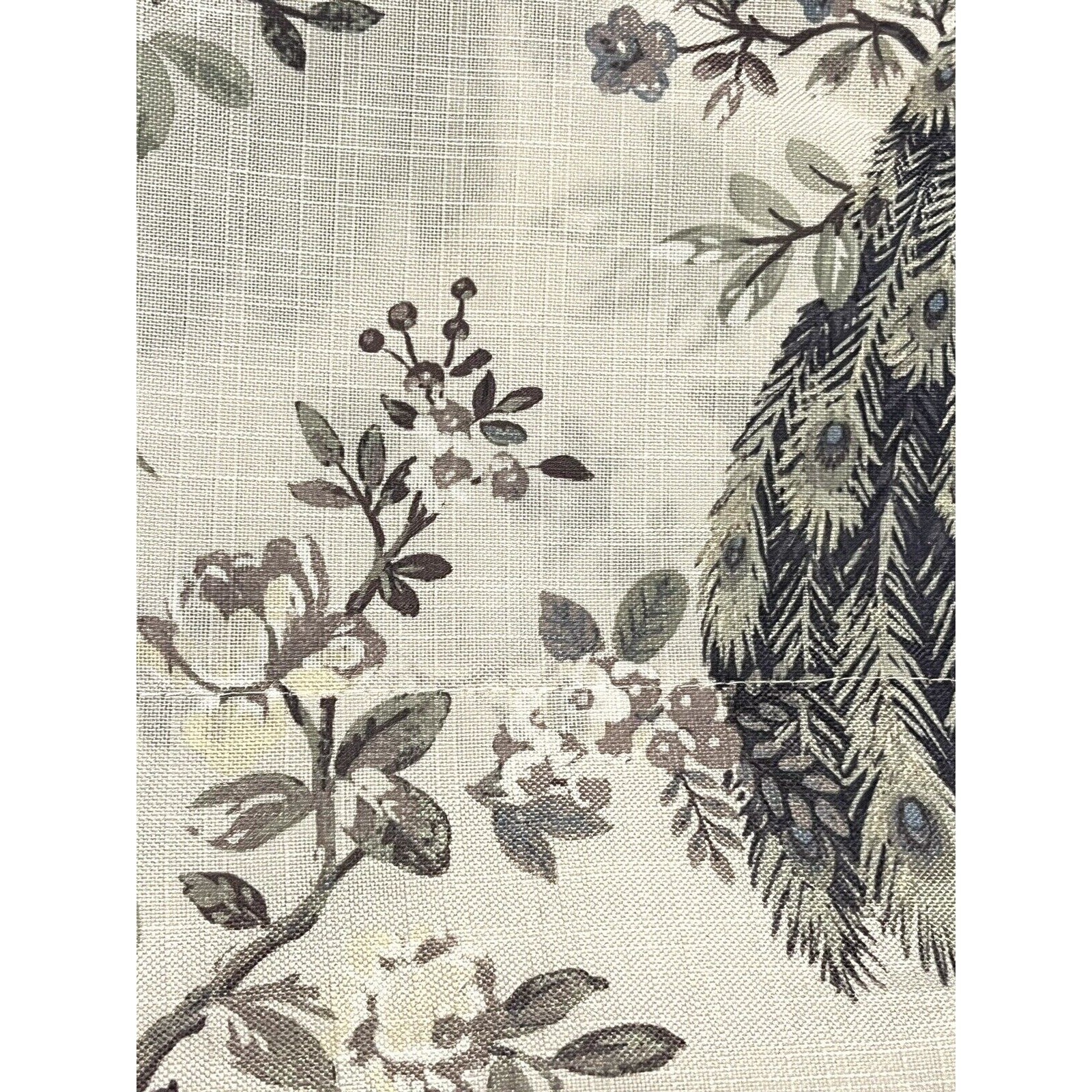 Laura Ashley Belvedere Peacock Curtains 2 Panels Navy Blue Green Ivory 38”x 96”
