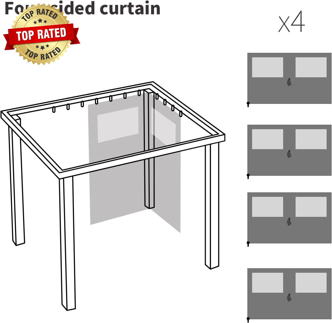 Gazebo Universal Replacement Privacy Curtain, 12’X12′ Gazebo Curtains Outdoor Wa