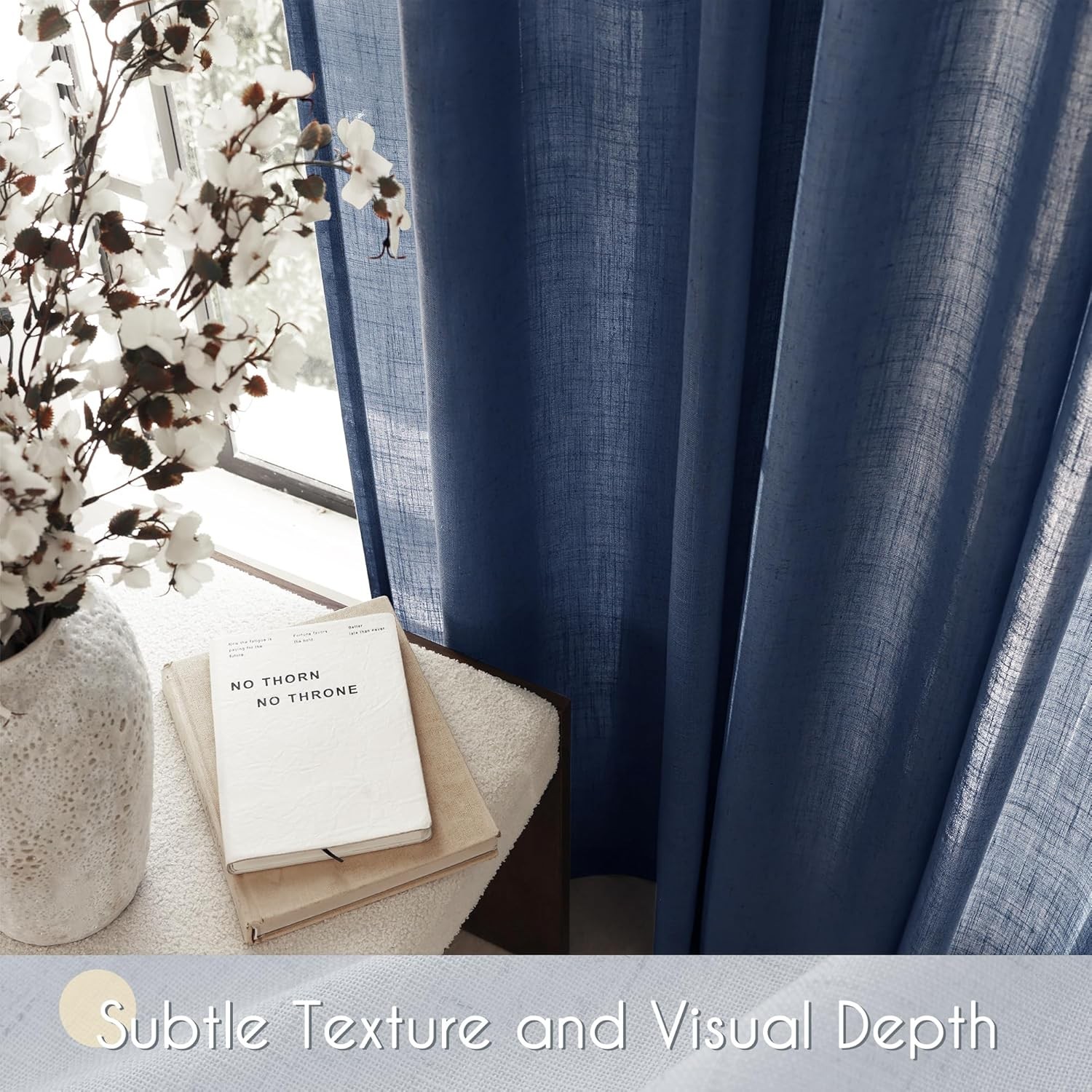 Navy blue curtains, suitable for bedrooms, indigo blue curtain panels