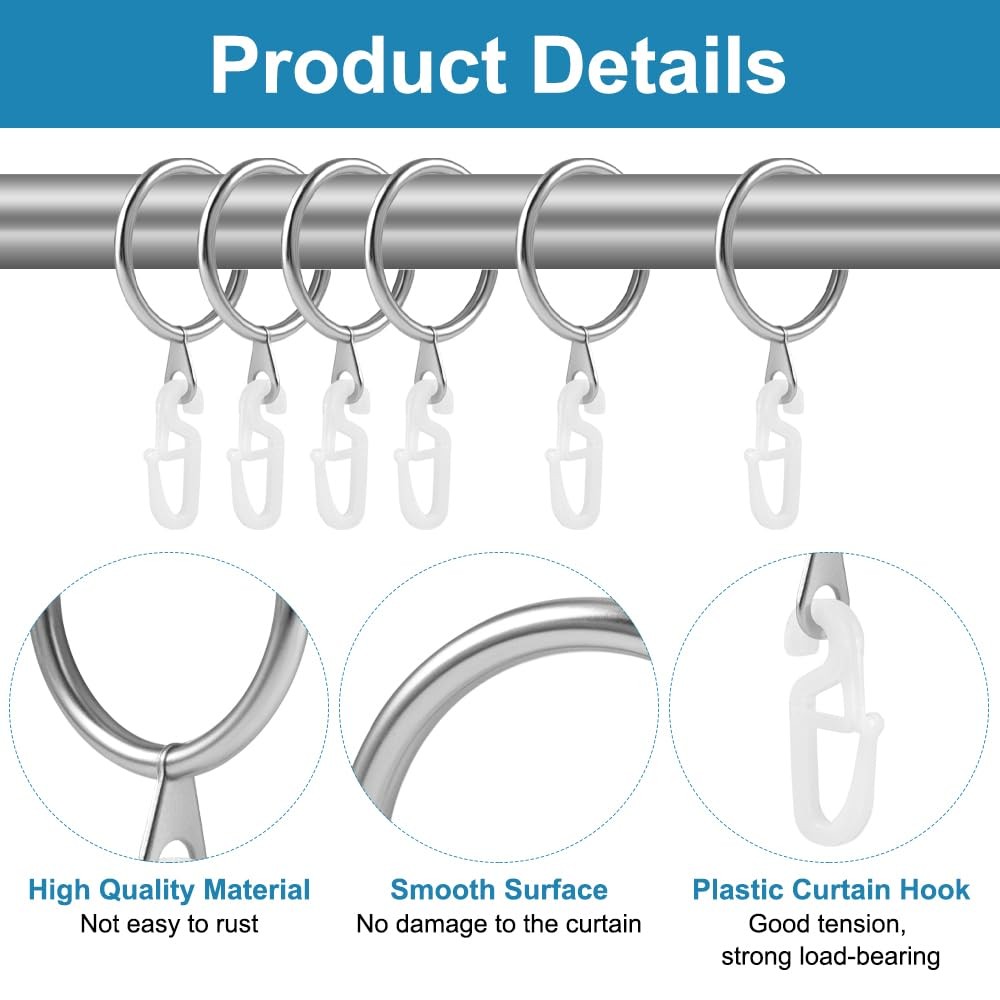 50 pieces 30mm metal curtain rings curtain, curtain rings with hooks, curtains…
