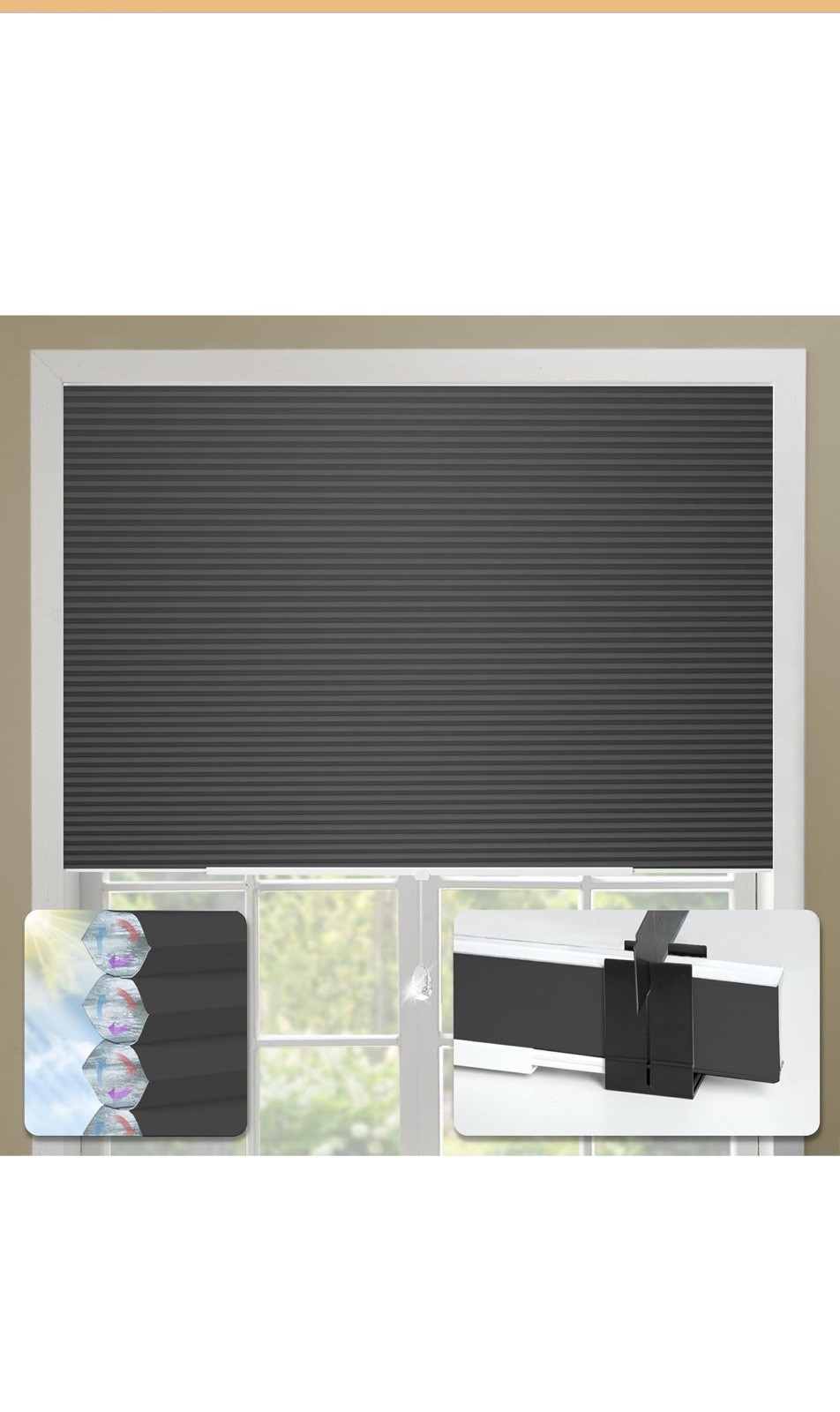 Cellular Shades No Tools No Drill Custom 39″ W(27″-39″) x 64″ H Lt 131