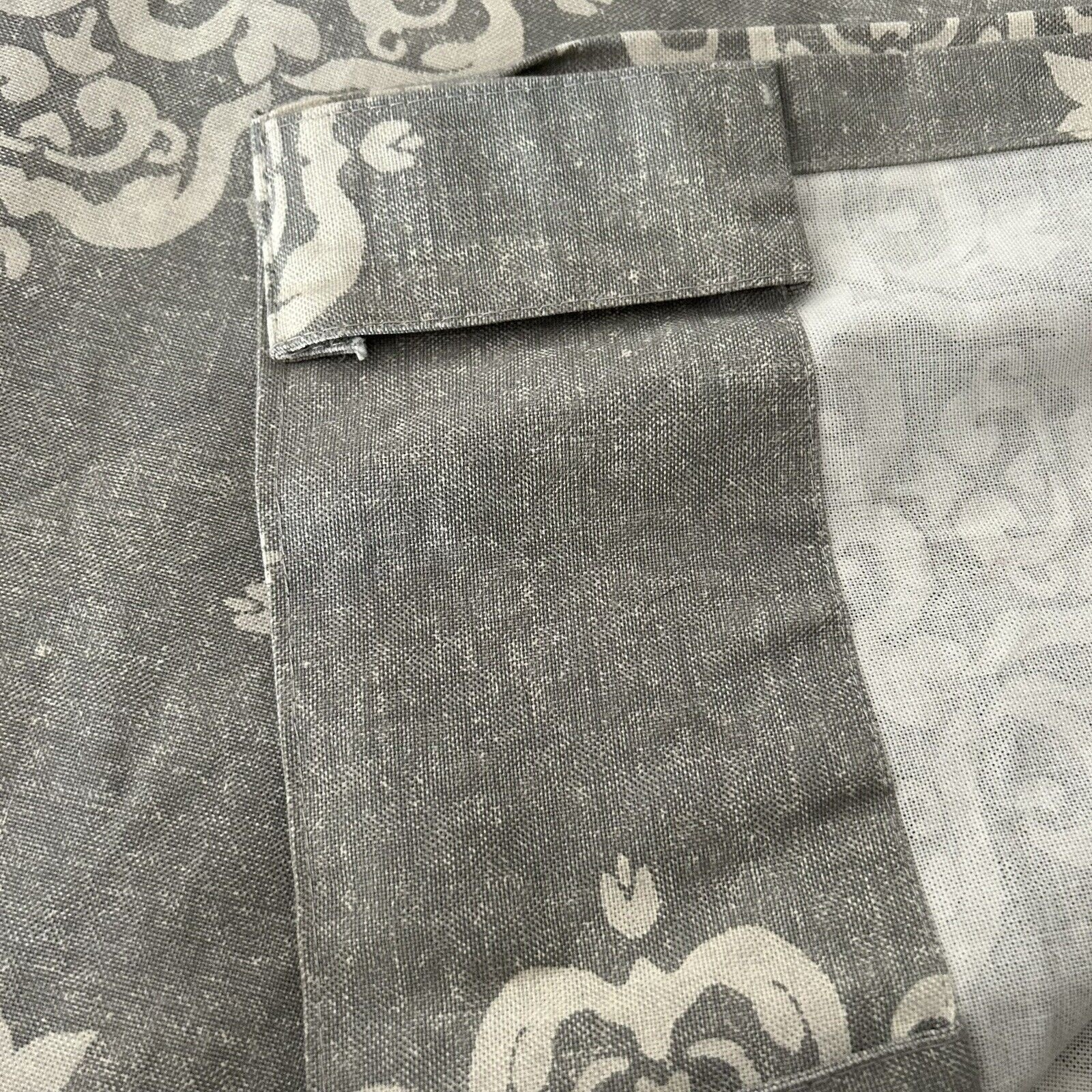 West Elm 48″ x 108″ Curtain Panel Feather Gray Scroll Medallion Cotton