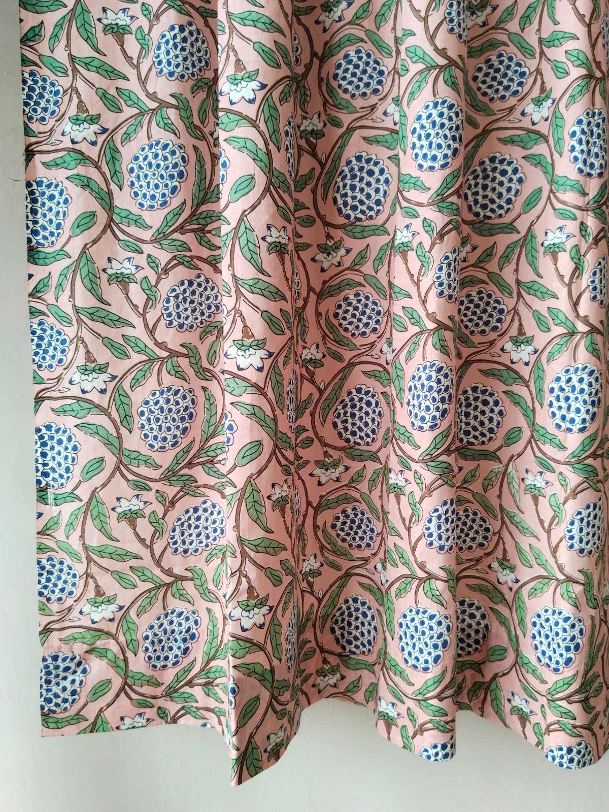 Hand Block Print Cotton Curtain Set of 2 Panel Window Drape Boho Living Room