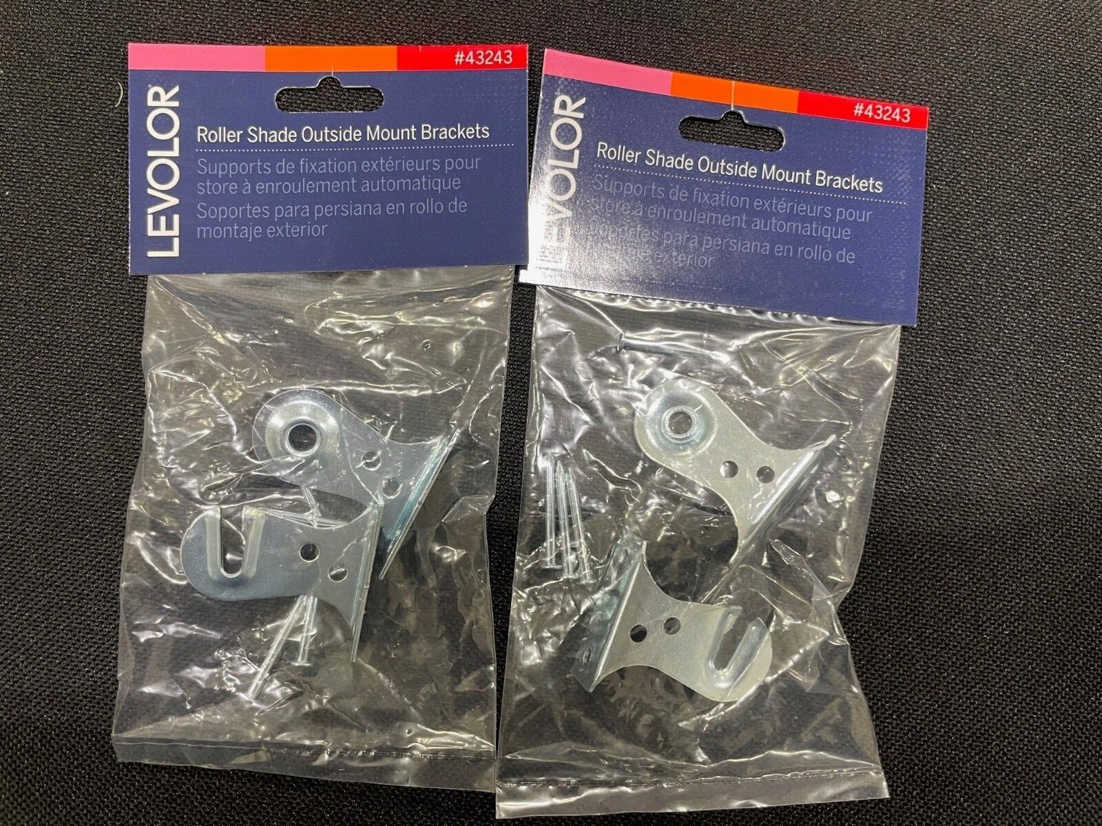 LEVOLOR 43243 Shade Bracket, Outside Mount, Zinc-Plated, TWO PAIR WITH HARDWARE