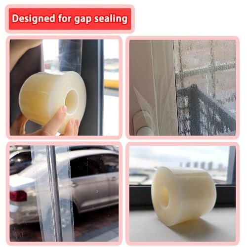 Window Weather Sealing Tape 3″ x 165FT – AC Insulation, No Residue, Clear