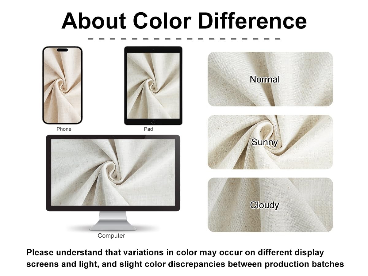 Natural Pinch Pleated Full Blackout Curtains Linen Blended Room Darkening Win…