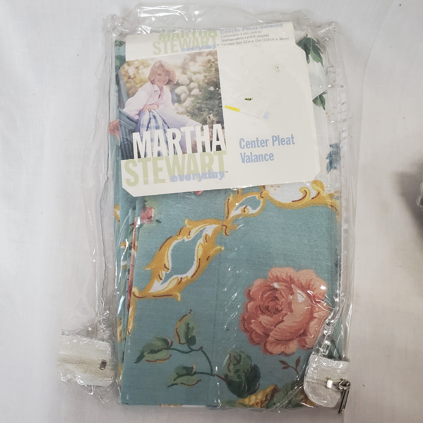 vtg Martha Stewart Everyday Center Pleast Valance 52 X 15 Oakleaf Floral Blue