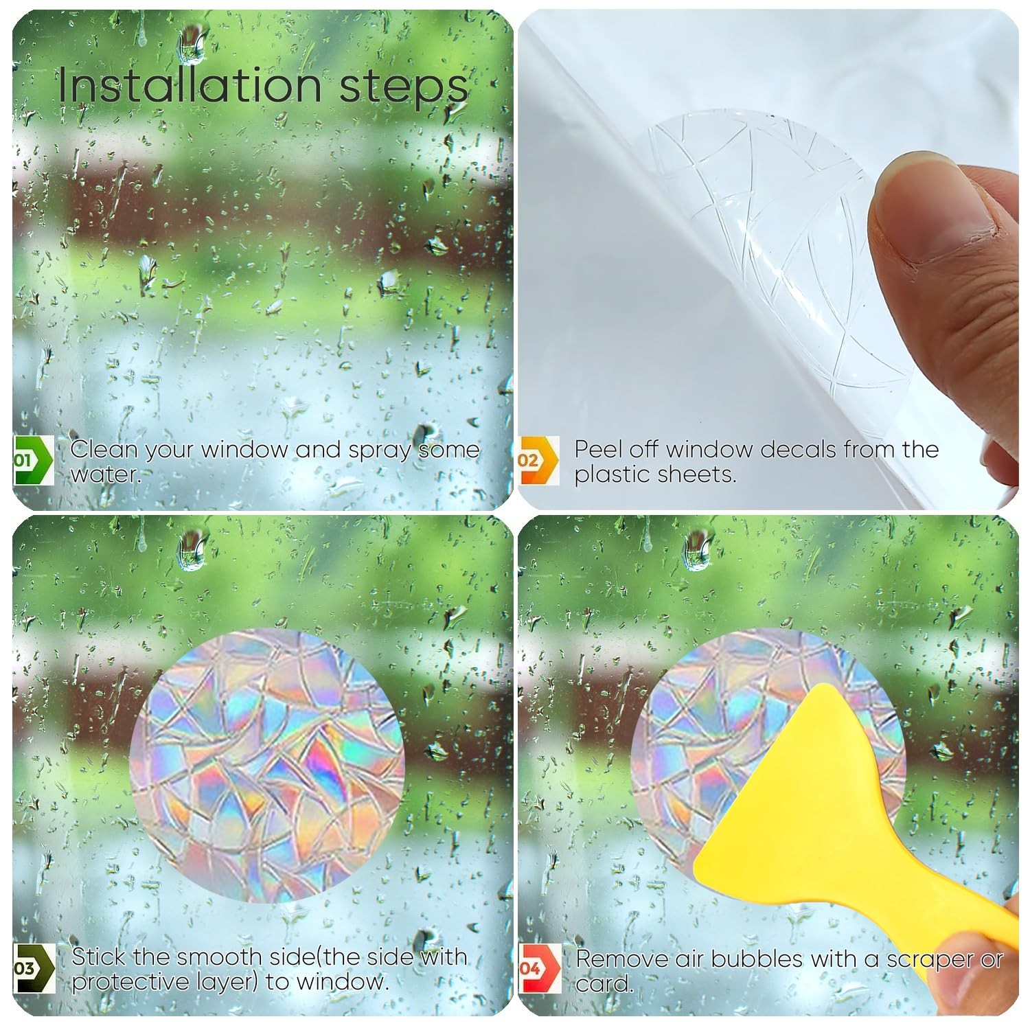 Dots Prism Window Collision Clings for Bird Strikes, 162 1 inch, Rainbow