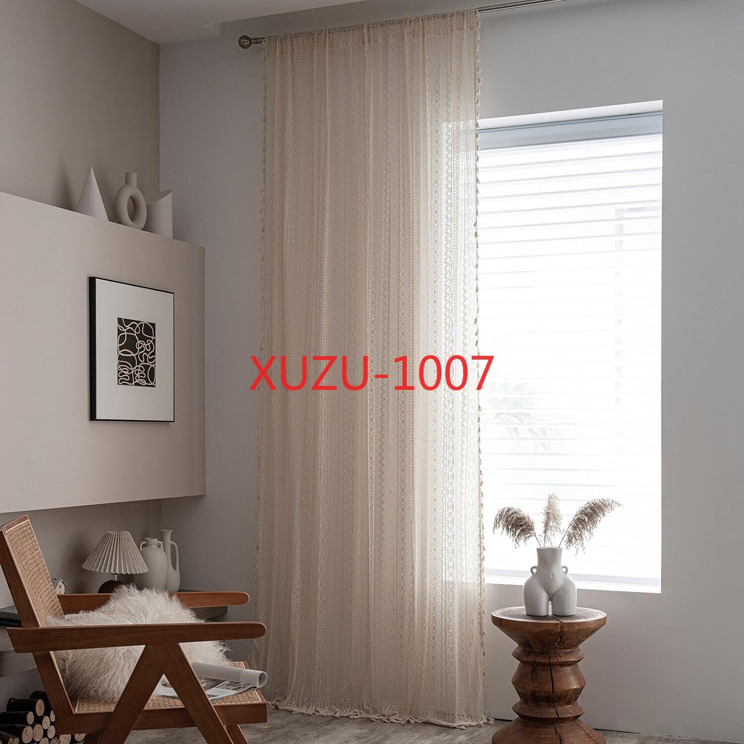 Crochet Lace Curtain Panels Window Drapes Bedroom Living Room Rod Pocket Rustic