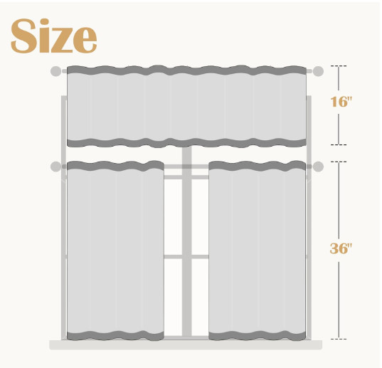 jinchan Boho Stripe Kitchen Curtains and Valance Set Linen Tier Curtains