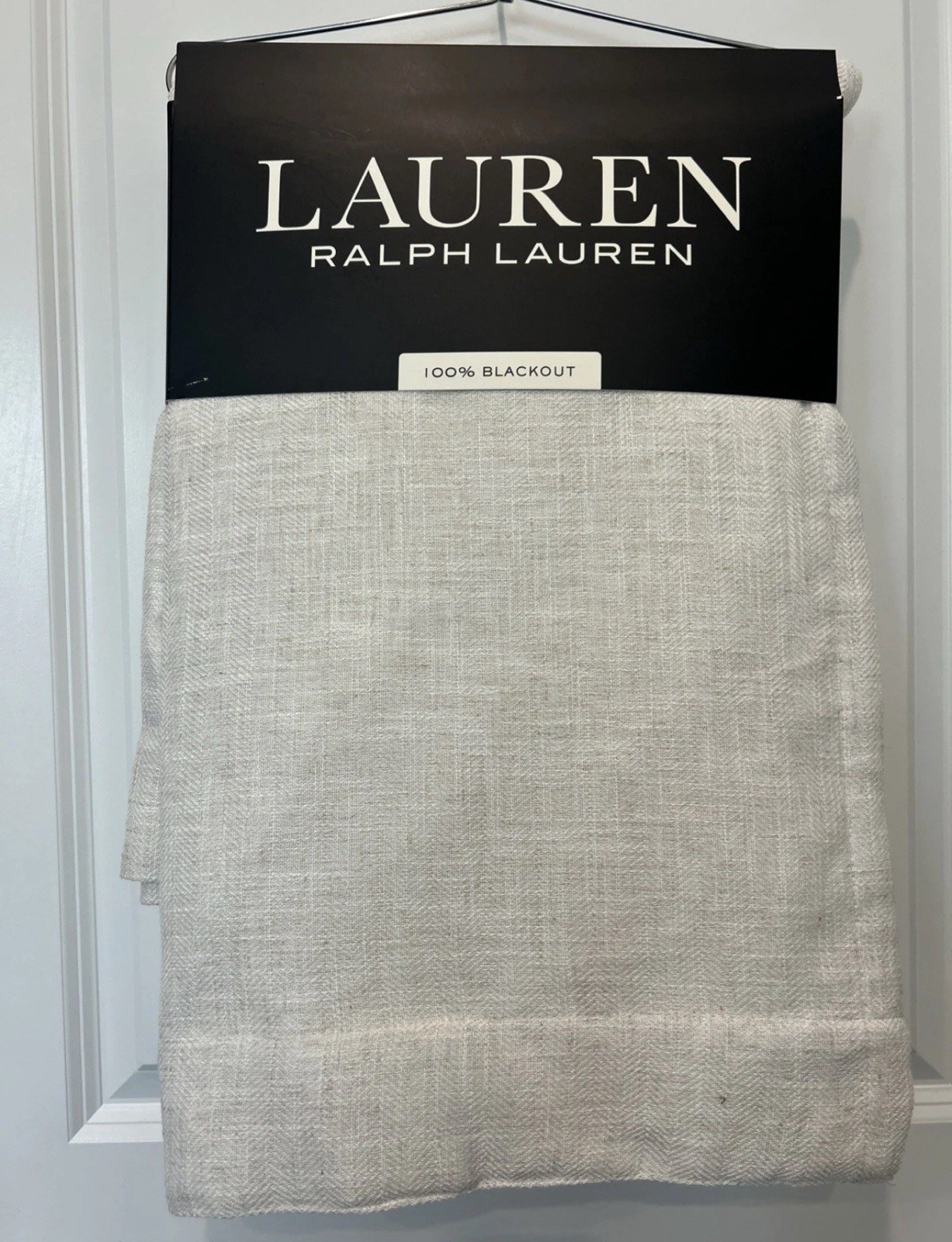 Ralph Lauren Window Curtains 2 Panels Blackout 52 x 84 Linen Herringbone Natural