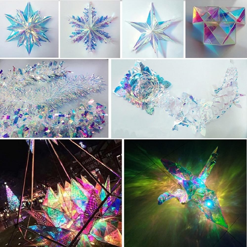 Iridescent Window Film, Holographic Window Tint Decorative Dichroic Film Colored