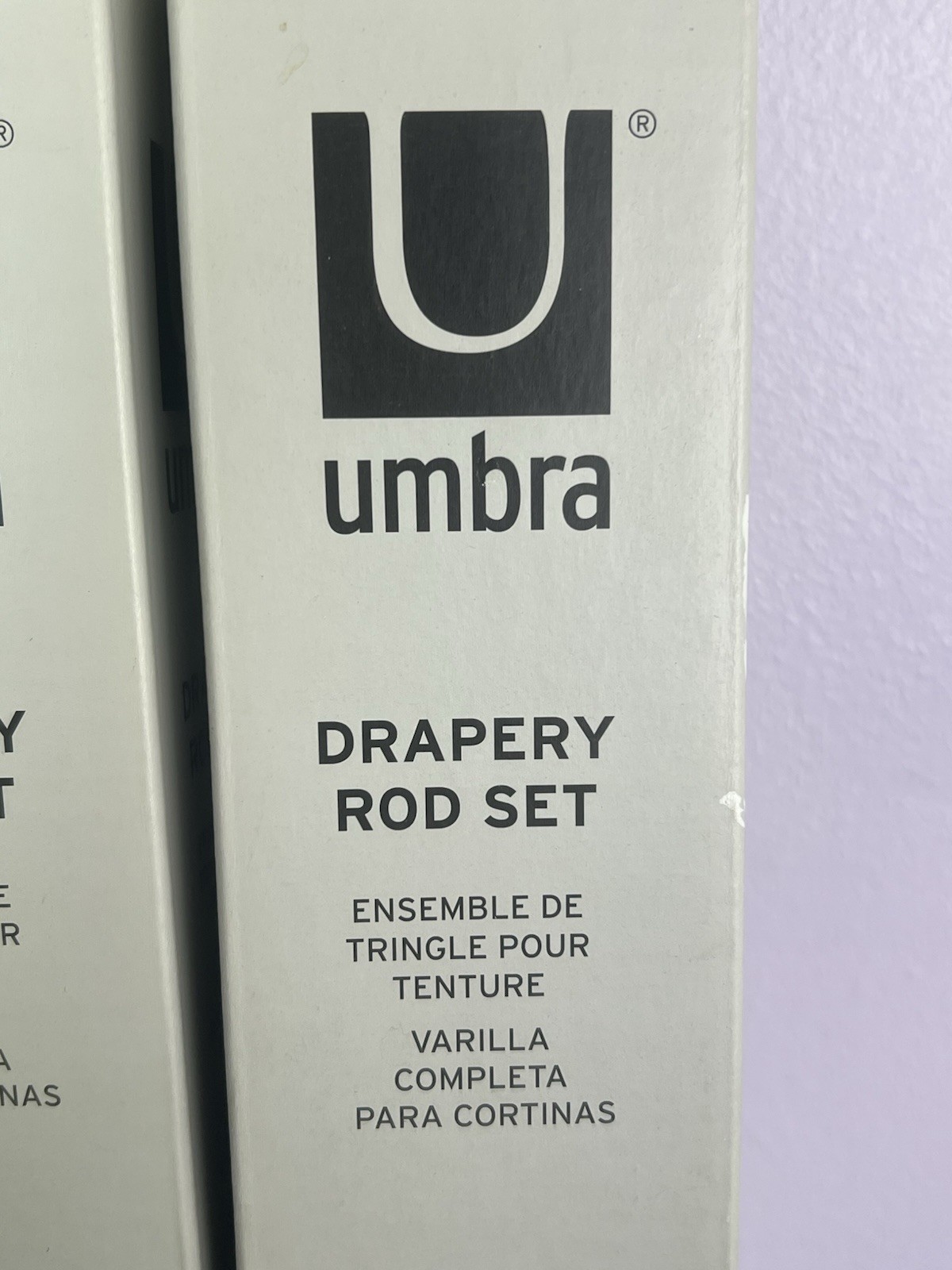 Umbra Drapery Curtain Rod Set of (2) Two 18-36” Brushed Nickel Acrylic Ball NOS