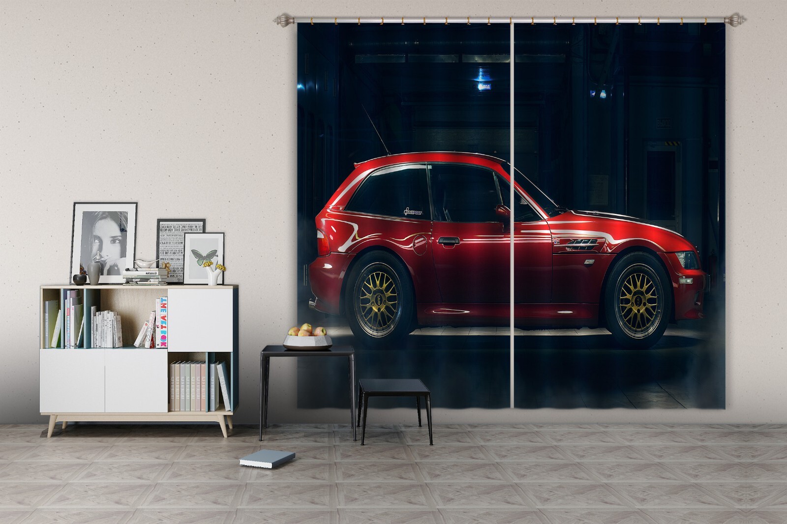 3D Red Car A4383 Transport Photo Curtain Window Blockout Fabric Amy 2023