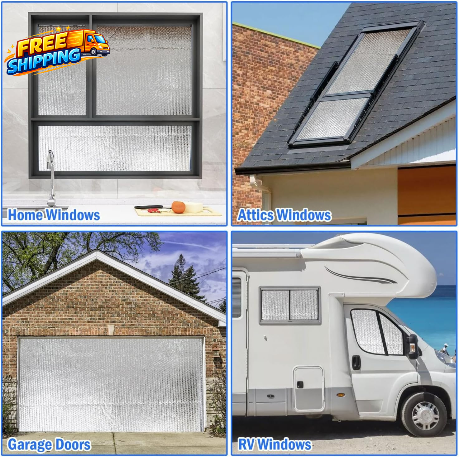 Double Reflective Insulation 48 in X 10 FT RV Window Insulation for Summer Heat