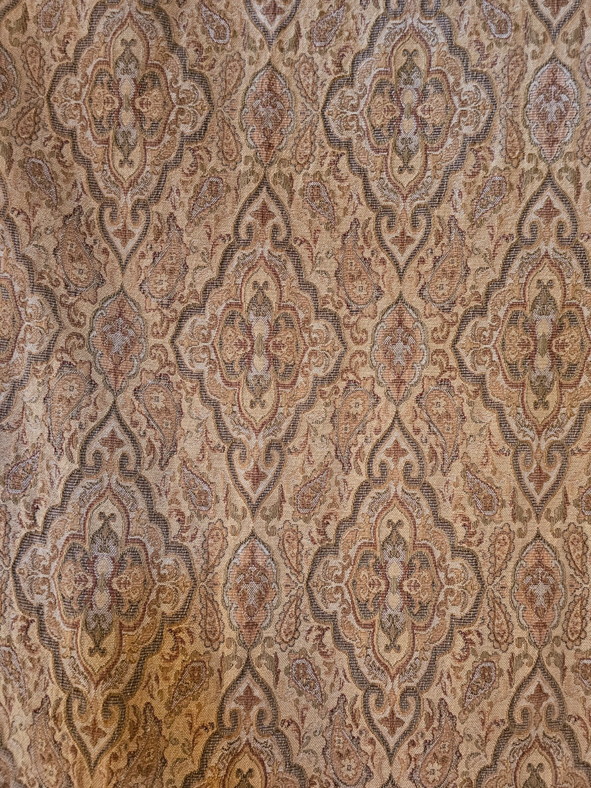 Pier 1 Woven Jacquard Curtains Pair, Brown Gold Damask Tapastry