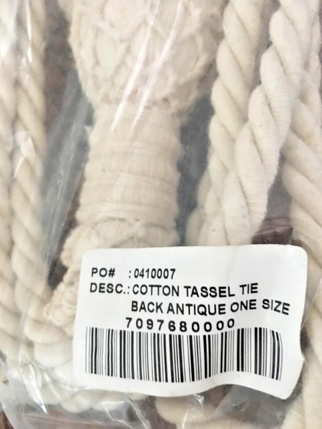 NWT ~ Soft Surroundings (2) Ivory Antique White Cotton Crochet Tie Backs