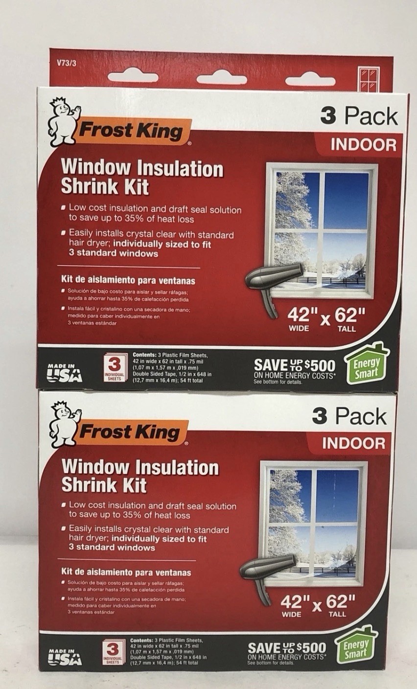 Lot Of (2) Frost King Window Winterizing Insulation Shrink Kit 42in x 62in
