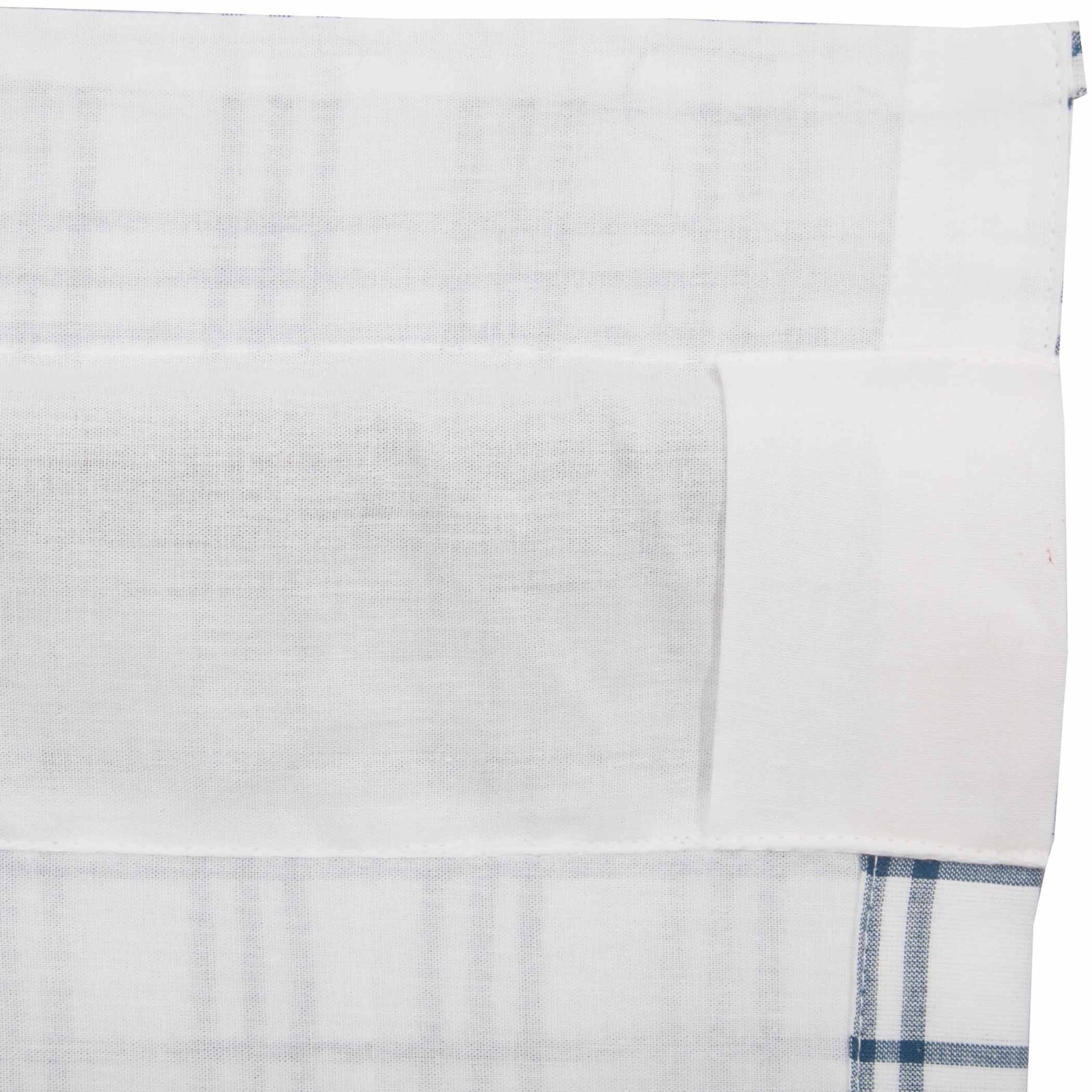 Sawyer Mill Blue Chambray Panel Set w/ Attached Patchwork Valance 84″ Long Last1