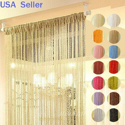 1-2Pack Glitter String Door Curtain Fly Screen Room Divider Window Panel Tassel
