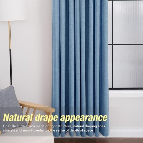 Blackout Curtains 96 inch Long for Bedroom Grommet 52″W x 96″L (Pack of 2) Blue
