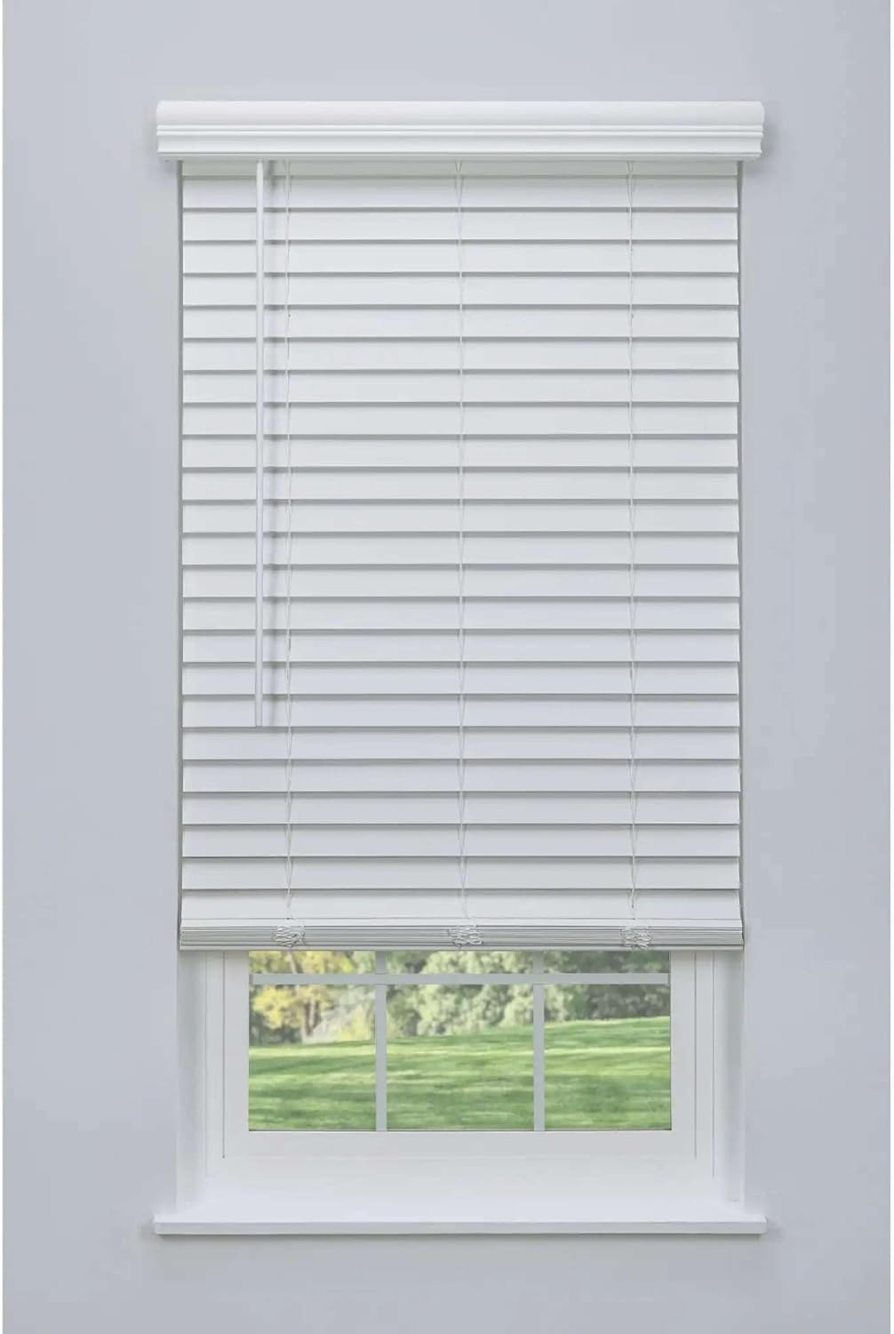 Linen Avenue Customizable Cordless Faux Wood Blind White 42 to 47 W x 64 H,