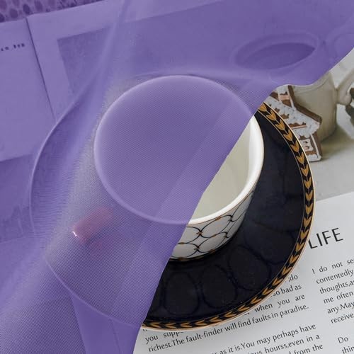 Sheer Curtains 63 Inch Length 2 Panels, Light 42″W x 63″L (Pack of 2) Purple