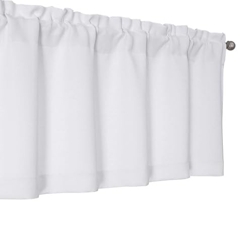 Valances for Windows 1 Piece, Soft Solid Thermal 60″W x 14″L (Pack of 1) White