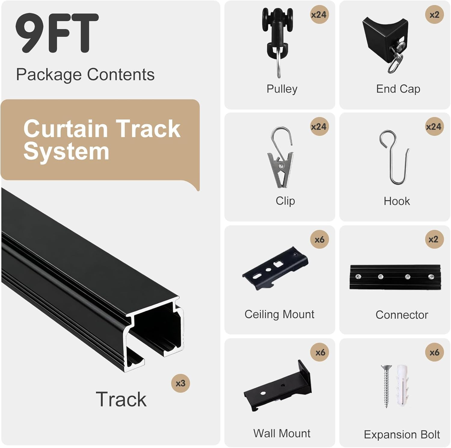Ceiling Curtain Track, Heavy Duty Curtain Tracks System for Room Divider, Wall M