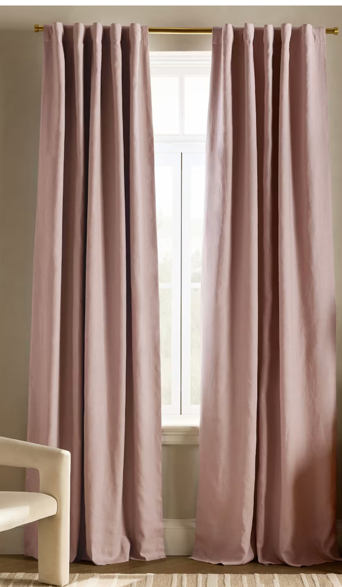 Quince European Linen Room Darkening Curtain Panel Rose Quartz 48×84 Single