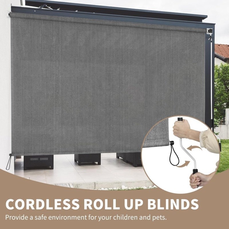 Cordless Outdoor Roller Shades UV Protection Privacy Sunshade Easy Install New
