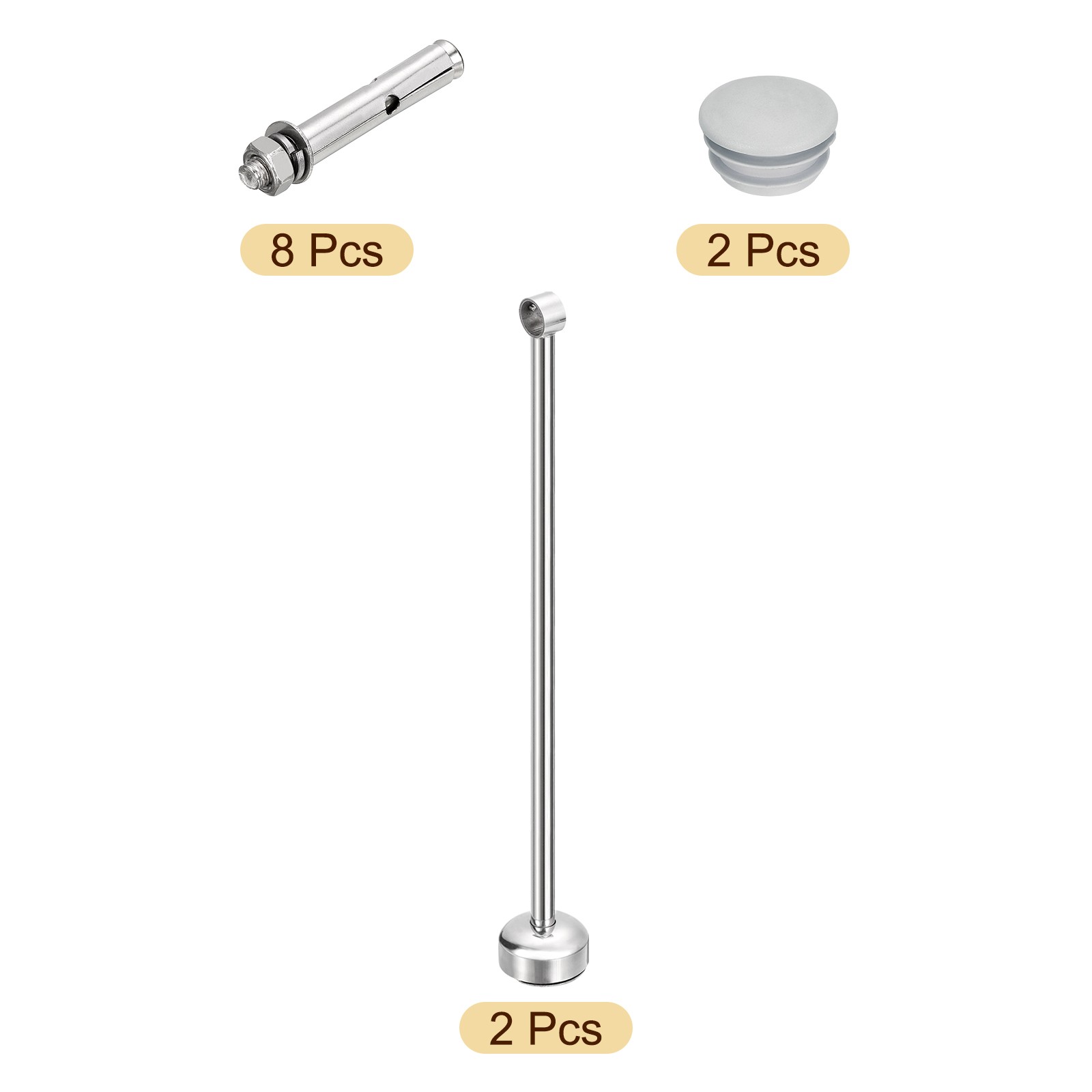 4 Set Ceiling Mount Curtain Rod Bracket 25mm/0.98″ Pipe Length 500mm/19.69″