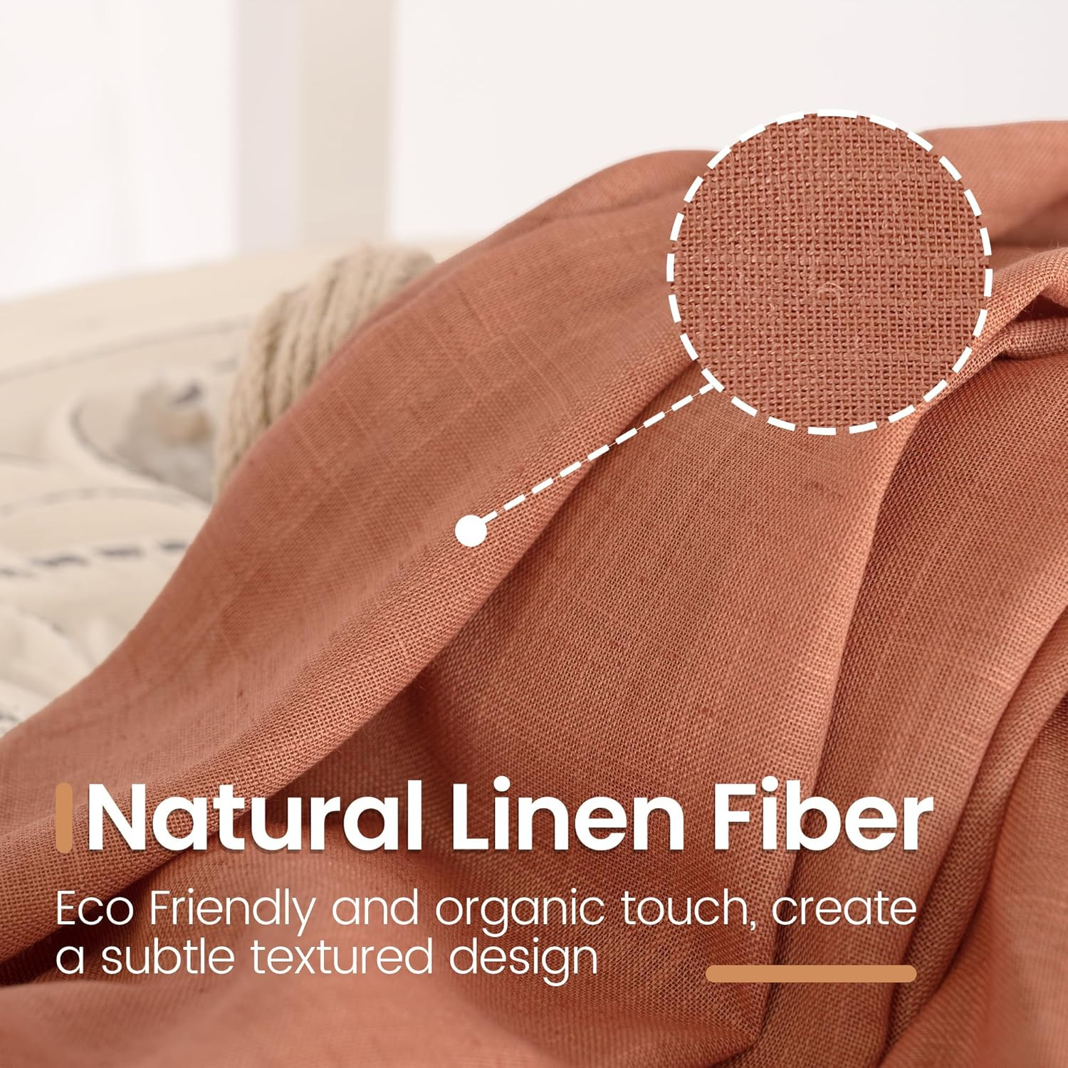 Bgment Rust Terracotta Linen Curtains 45 Inch Length, Burnt Orange Semi Sheer Dr