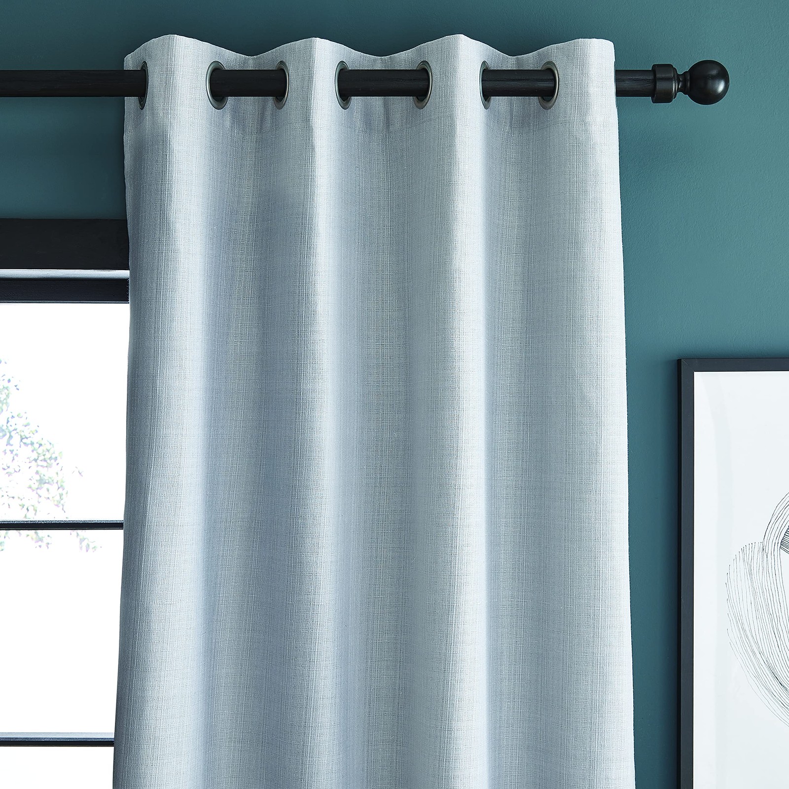 Textured Blackout Eyelet Curtains, Silver Tone, 168x137cm, DS/…