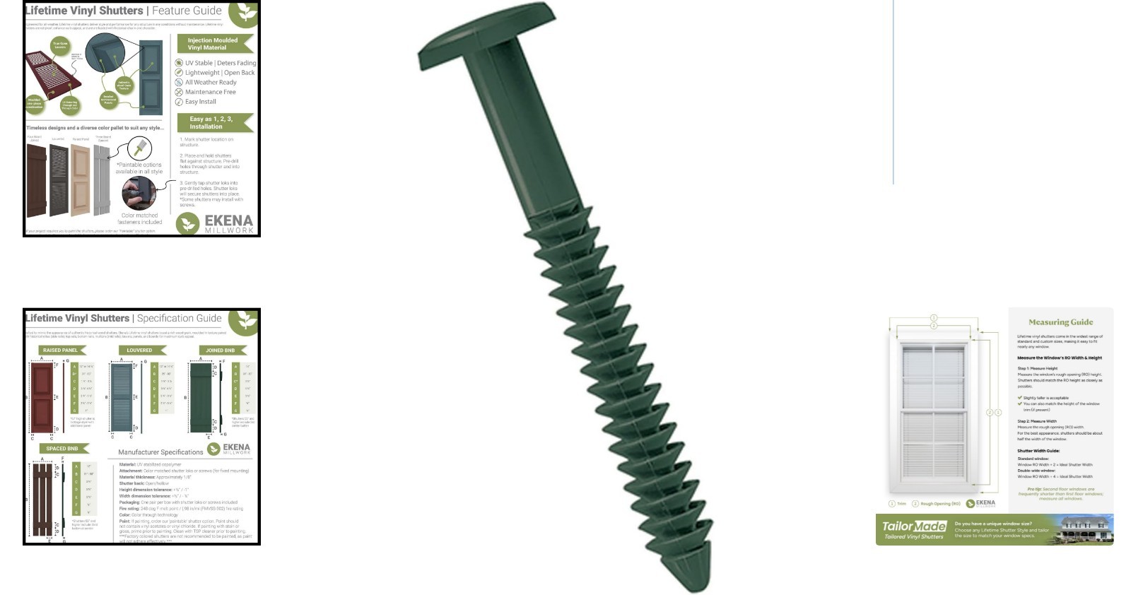 Forest Green 3-Inch Shutter-Lok Screws – 12-Piece Set for Vinyl Shutters