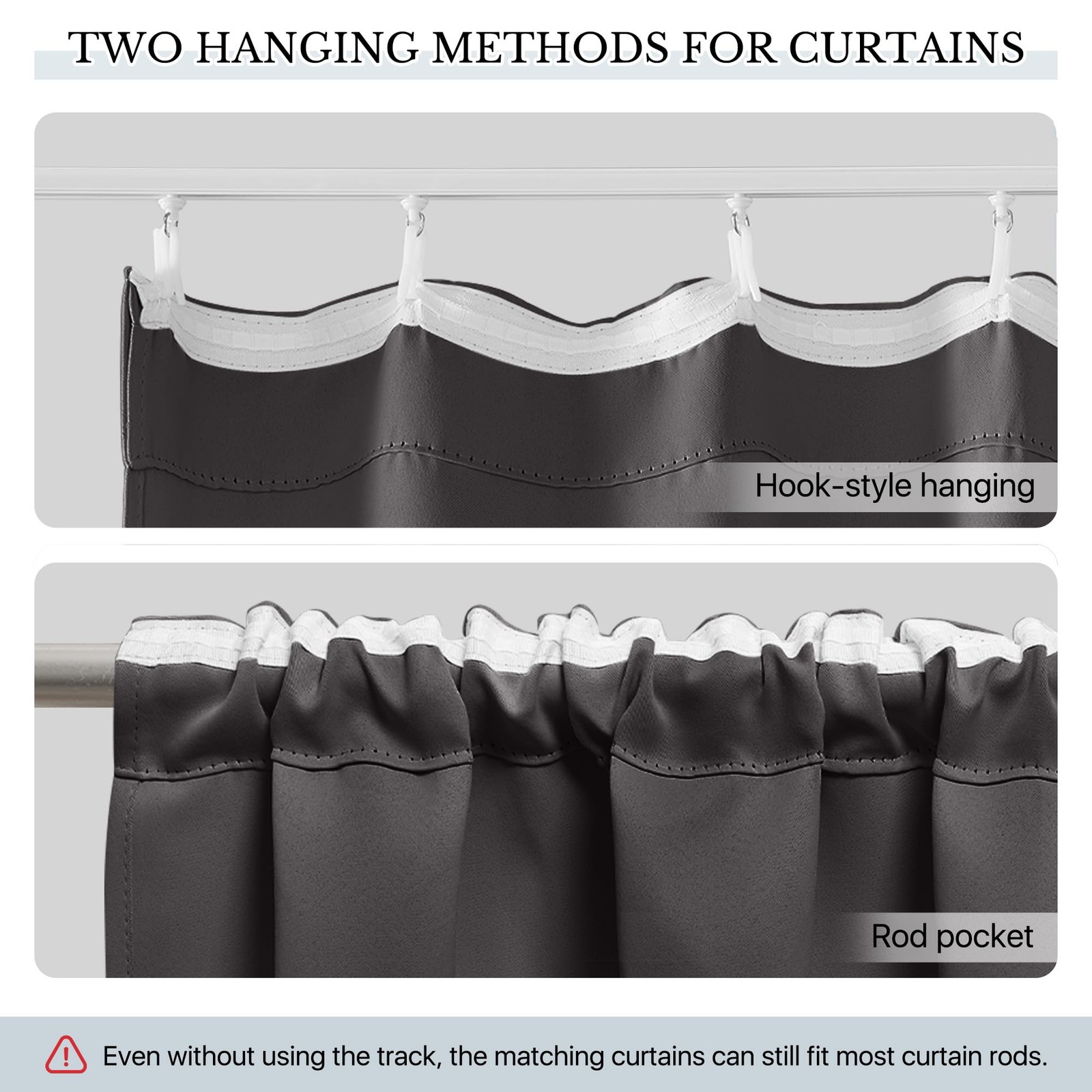 RYB HOME Blackout Curtain Straight Ceiling Track Privacy Divider Grey W60 x L84