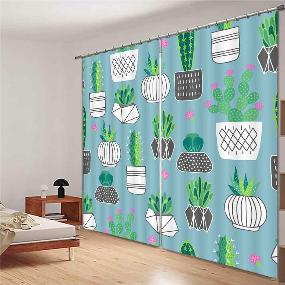 Many Green Cactus Thorn 3D Curtain Blockout Photo Printing Curtains Drape Fabric