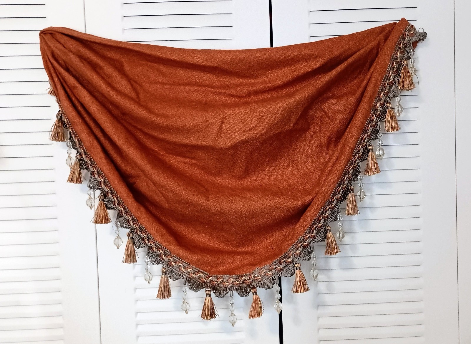 Vintage Waterfall Valance Brick Red Beaded Silk TASSEL 17Lx28W*New* Nice!👌