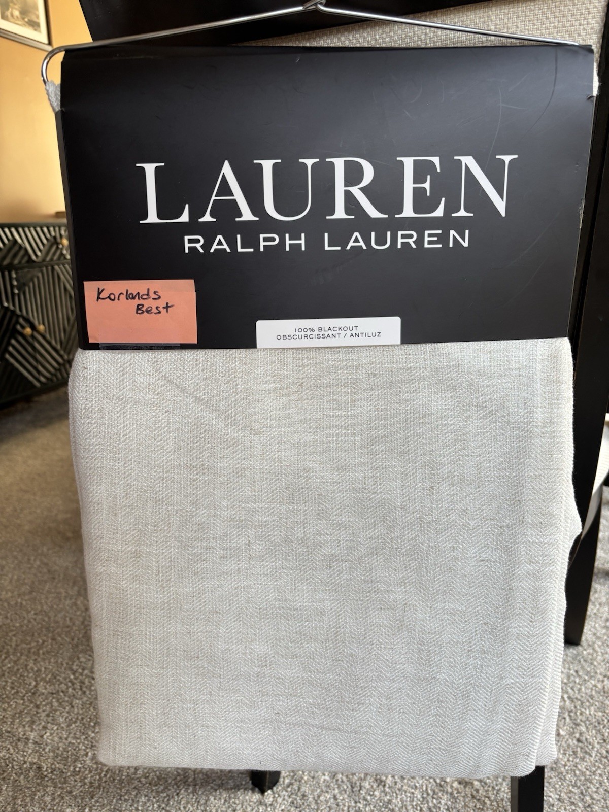 Ralph Lauren Window Curtains 2 Panels Blackout 52 x 84 Linen Herringbone Natural