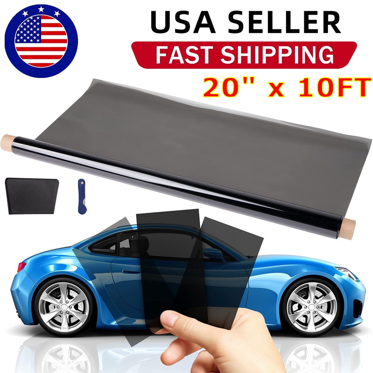 5%/15%/25%/35% VLT Uncut Window Roll Tint Film 20″ x 10ft Car Home Office Glass