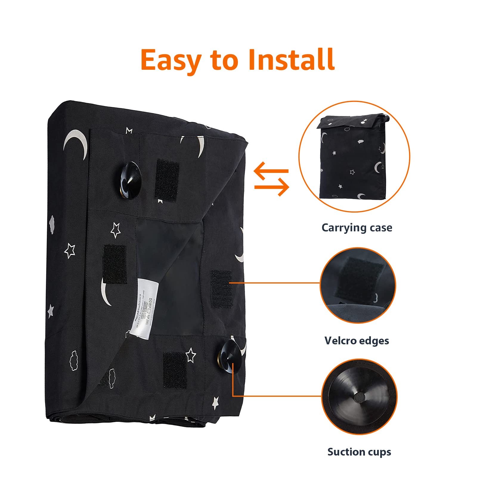 Retailer Basics Portable Blackout Curtain Shade Suction Cups 50 W X 78 L 1-Pack