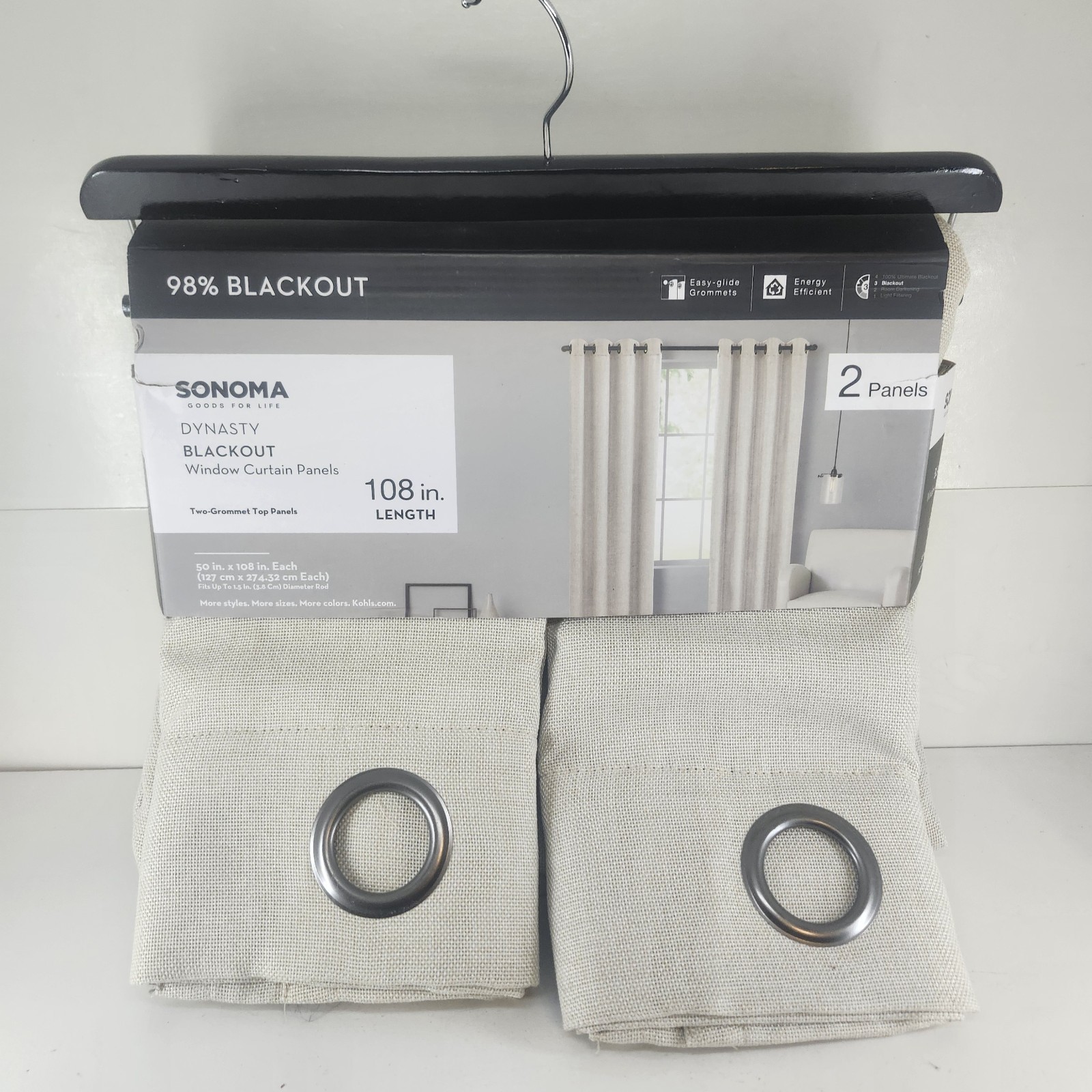 Sonoma Blackout Window Curtain Panels 50″ x 108″ Dynasty Natural Beige 2 Pack