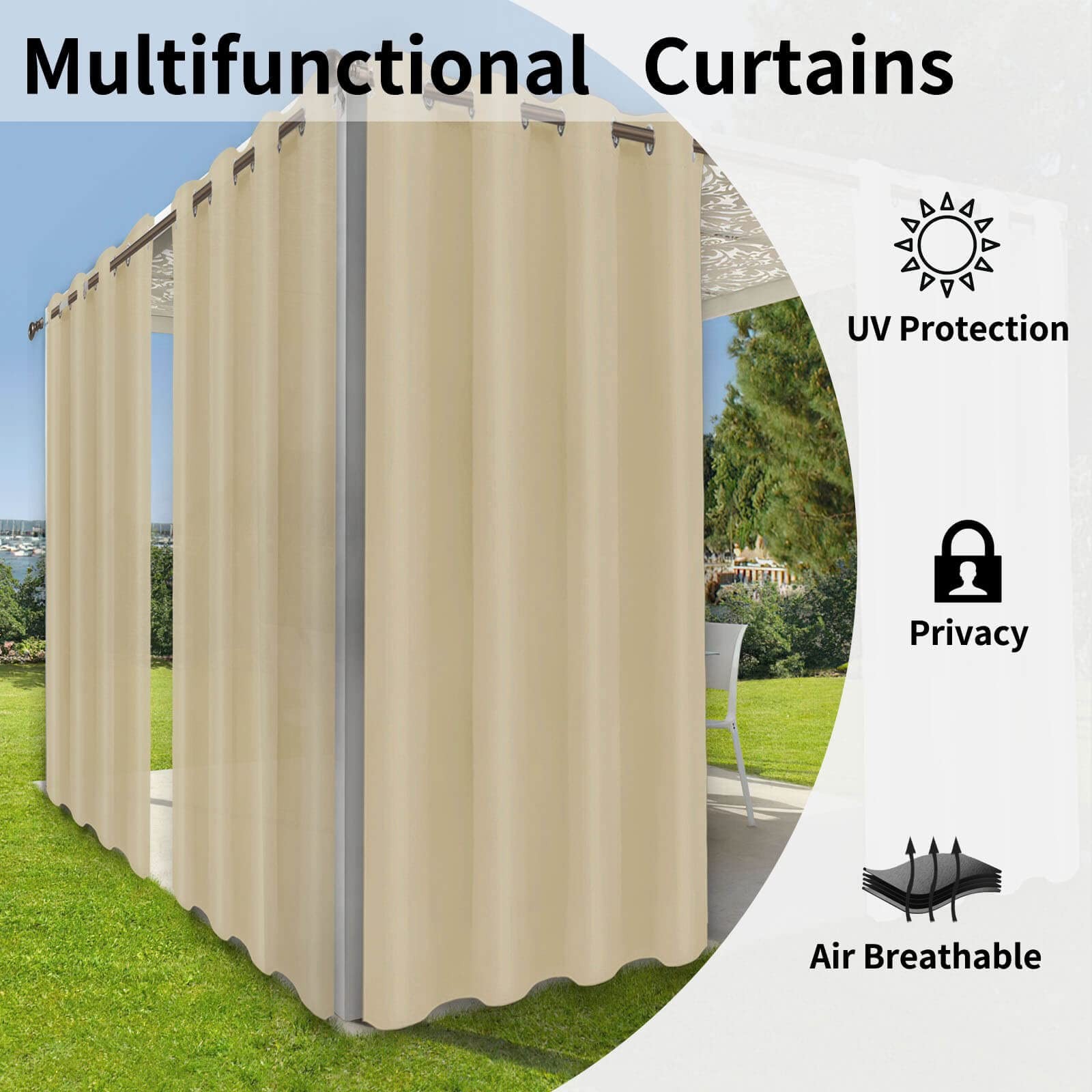 OutdoorLines Waterproof Indoor Outdoor 52″W x 84″L (Pack of 1), Beige