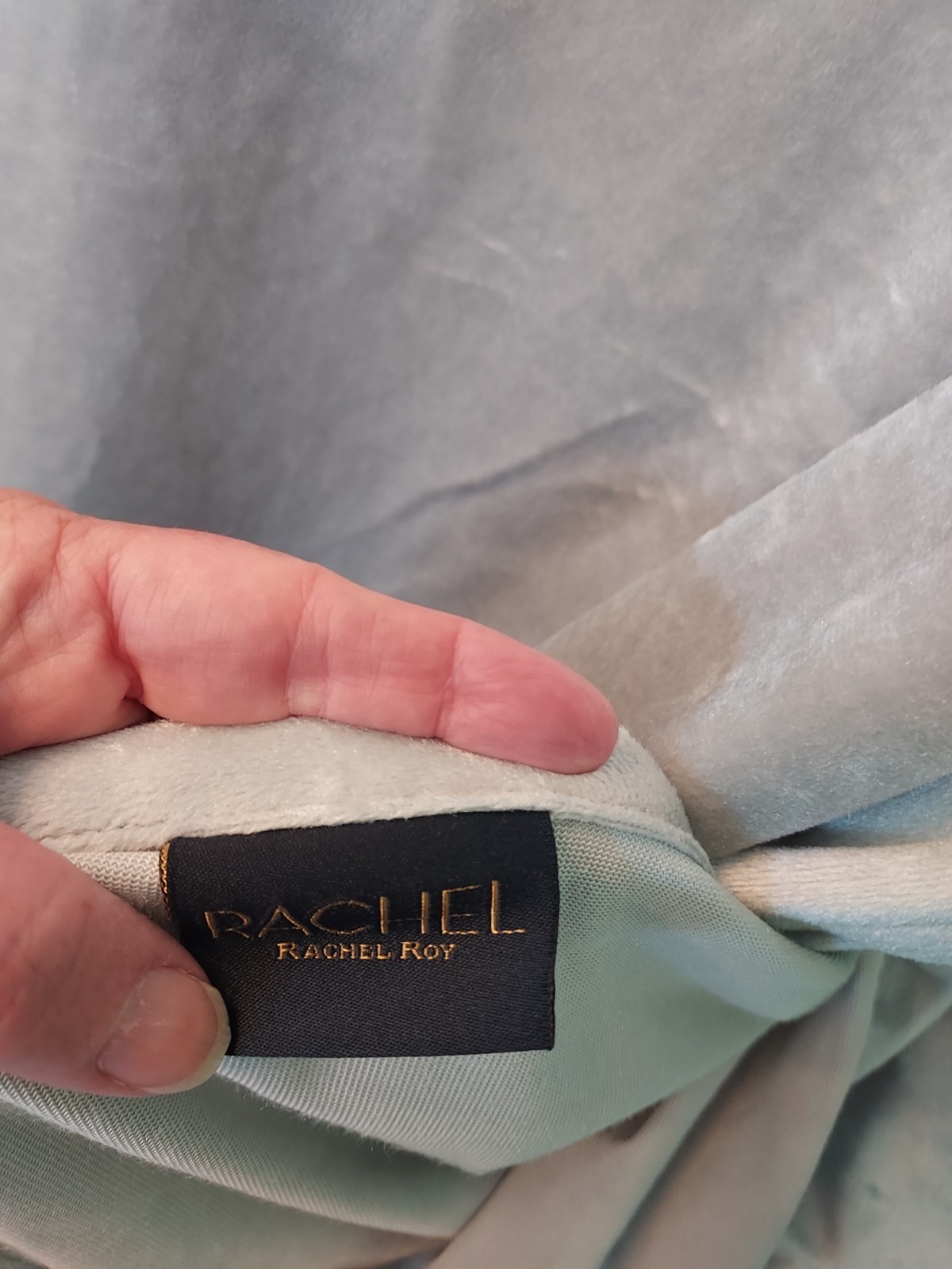 EUC! Set 2 Silver Velvety Curtain Panels 40×81″ By Rachel Roy Machine Washable