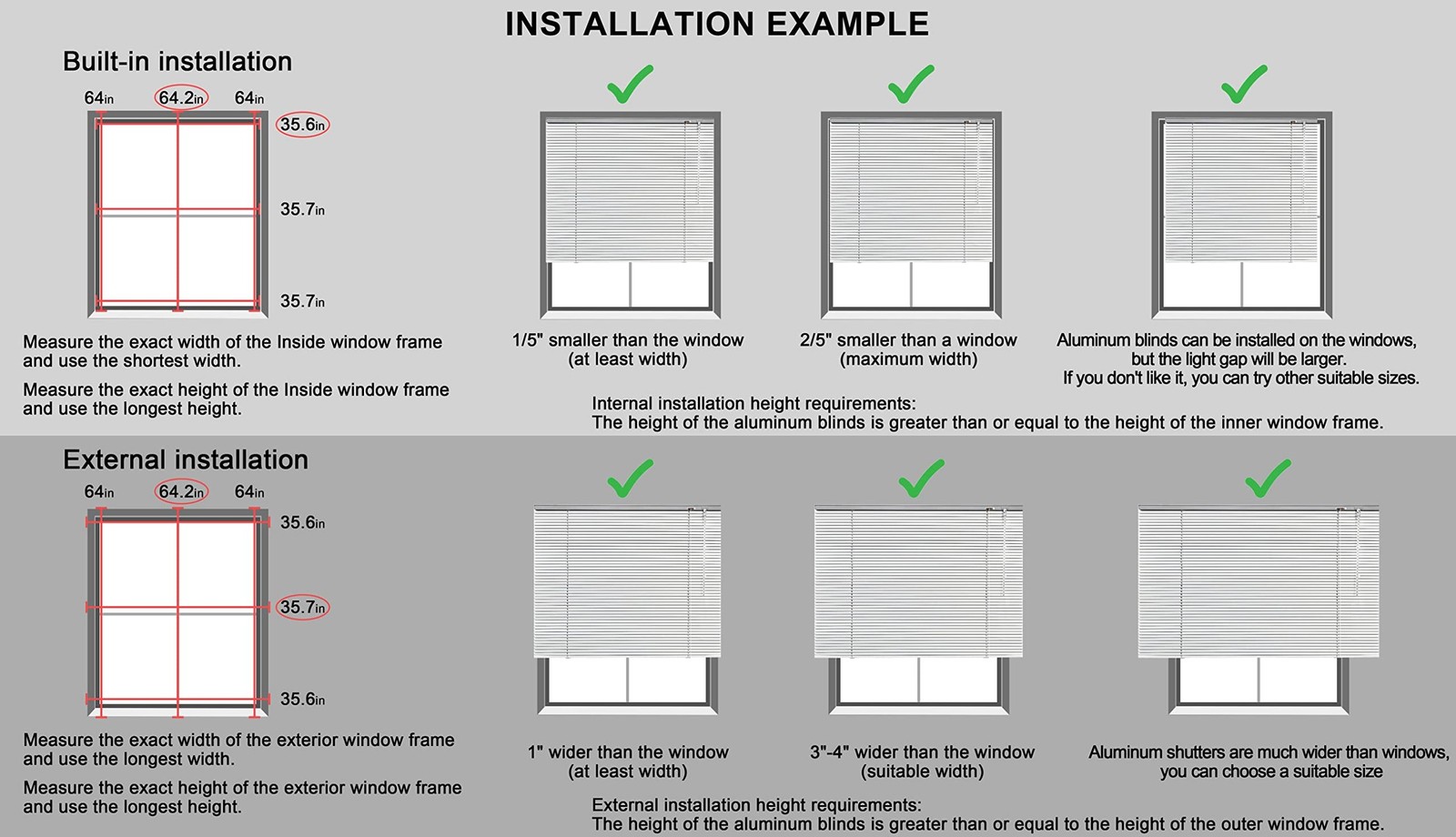 YIIBAII Mini Blinds Suitable for 31″ W x 64″ H Windows 1″ Aluminum Horizontal…